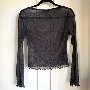 ASOS: Glitter Sheer Black Long Sleeve Top